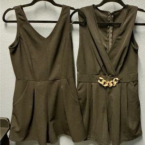 Lot of (2) Chic Black Sleeveless Rompers Size S